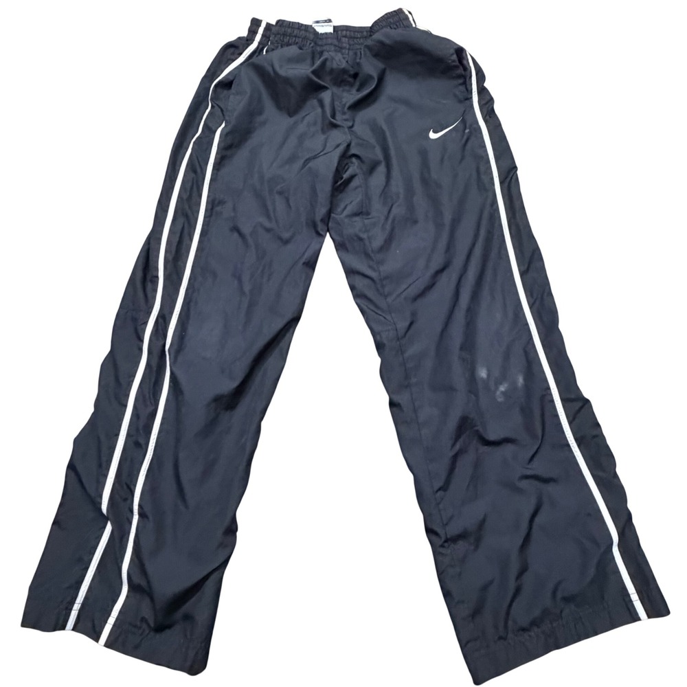 Nike Boys Track Pants Black White Stripe Windbreaker Athletic‎ Joggers Size M